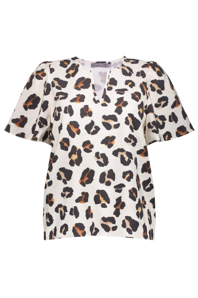 T SHIRT MET KORTE MOUWEN EN PRINT 53476 20 000010 OFF-WHITE/CAMEL/BLACK